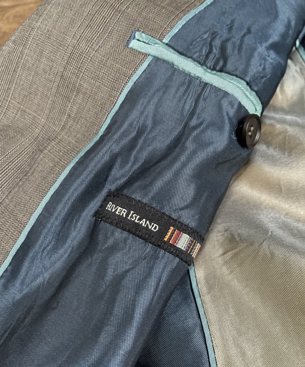 Marynarka River Island Wool Wełna Brown