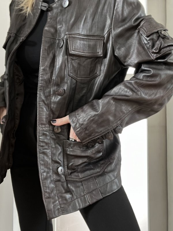 Kurtka Leather Brown Next Oversize