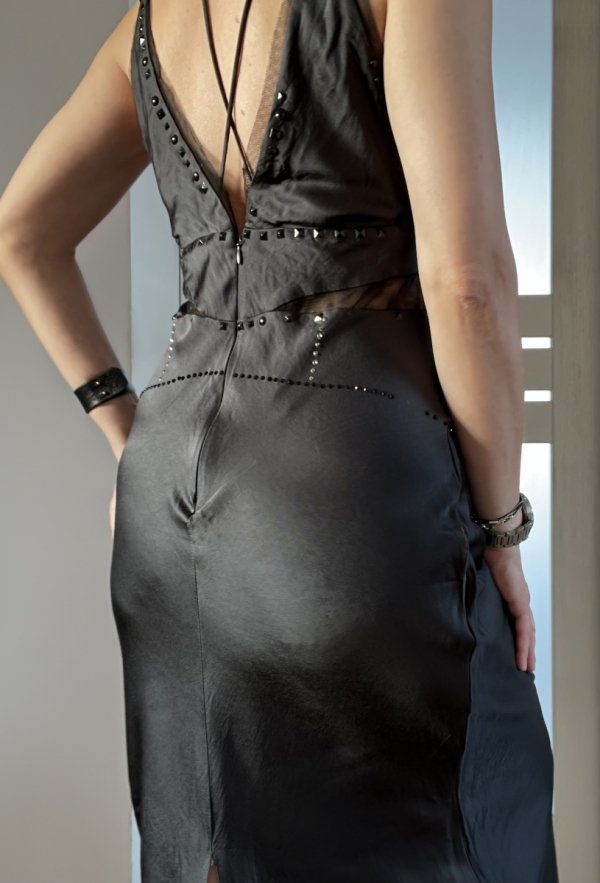 Długa Sukienka Zara Maxi Viscosa Dżety Black