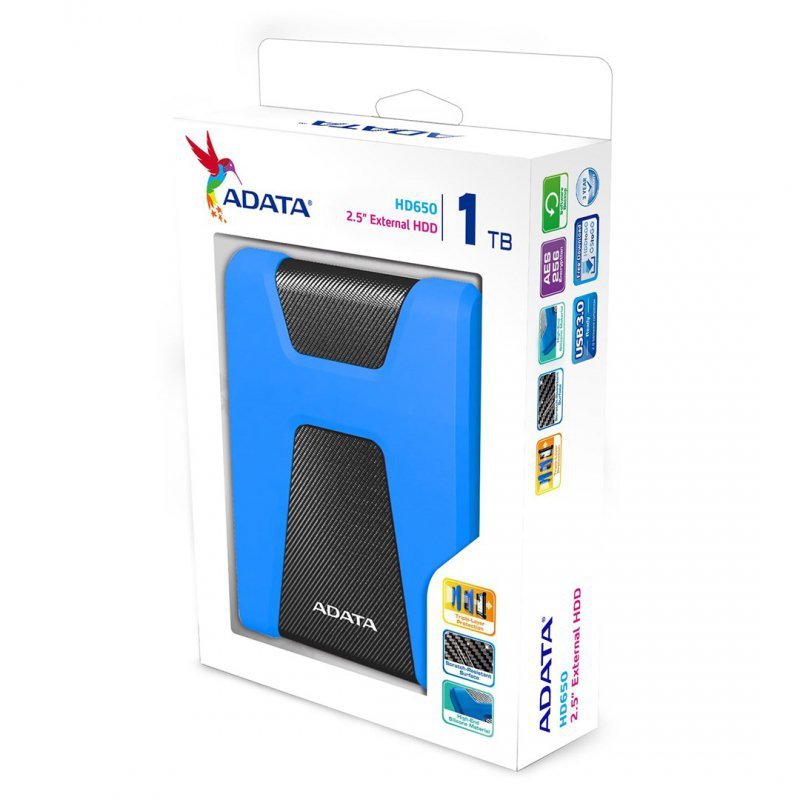 Dysk zewnętrzny HDD ADATA HD650 (1TB; 2.5&quot;; USB 3.2; niebieski)