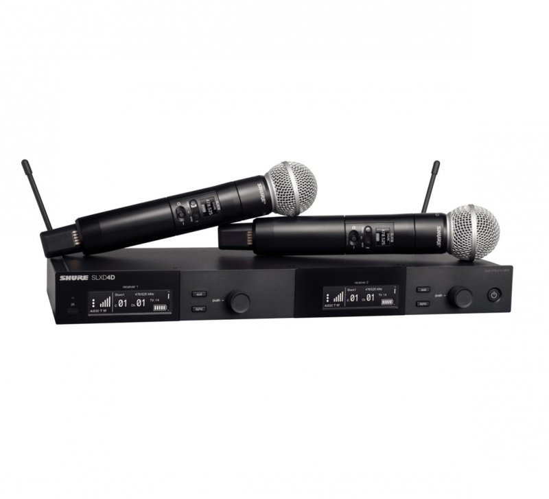 Shure SLXD24DE/SM58-G59 - Podwójny cyfrowy system bezprzewodowy z dwoma nadajnikiami/mikrofonami "do ręki