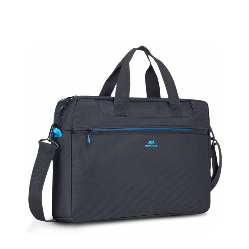 RIVACASE TORBA NA LAPTOP 16&quot; REGENT, CZARNA, POLIESTER, KIESZENIE NA SMARTFON, DOKUMENTY, WIZYTÓWKI I AKCESORIA