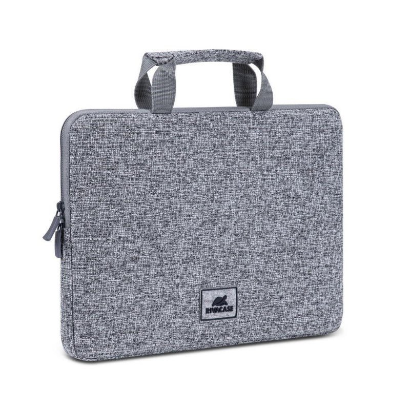 Etui na laptop 13,3&quot; RIVACASE Anvik, jasny szare, z uchwytem, z materiału wodoodpornego, pluszowe wnętrze, tylna kieszeń na