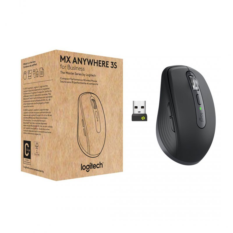 Logitech MX Anywhere 3S for Business myszka Biuro Po prawej stronie RF Wireless + Bluetooth Laser 8000 DPI