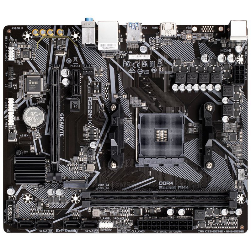 Płyta główna Gigabyte A520M K, chipset AMD A520, gniazdo AM4, 2xDDR4, format mATX