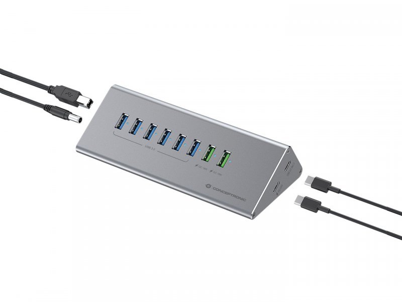 CONCEPTRONIC 10-portowy koncentrator USB-A3.0/-C Adapter -> 6xA3.0+m.Netz. Gr