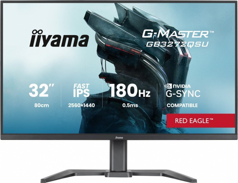 IIYAMA Monitor 31.5 cala GB3272QSU-B1 QHD,IPS,180Hz,2xHDMI,DP,400CD,          2xUSB 3.2 , 2xUSB-C,G-SYNC Compatible, 2x5W, , HAS