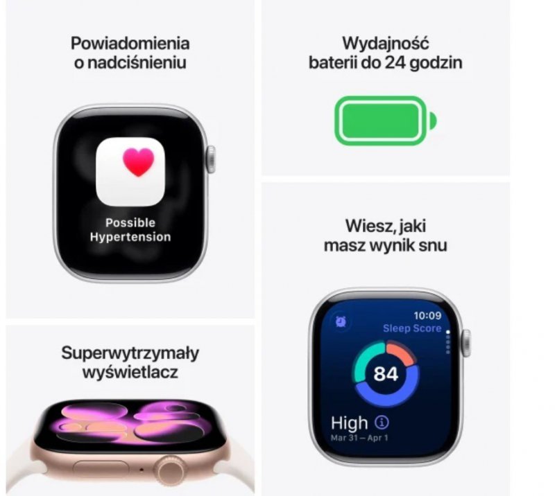 Apple Watch Series 11 GPS+Cellular koperta 42 mm z aluminium w kolorze gwiezdnej szarości, pasek sportowy w kolorze czarnym - ro