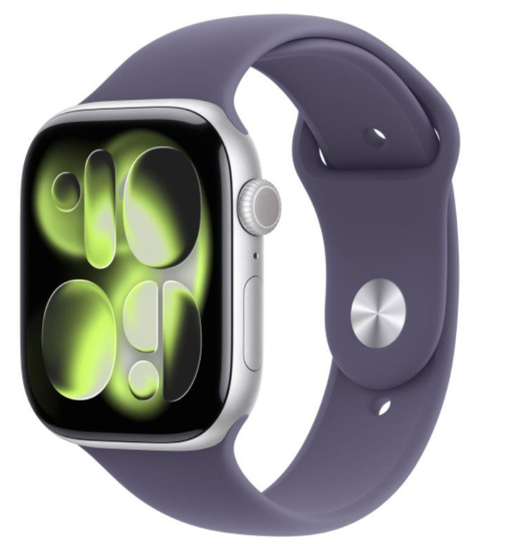 Apple Watch Series 11 GPS+Cellular koperta 42 mm z aluminium w kolorze srebrnym, pasek sportowy w kolorze mlecznego fioletu - ro