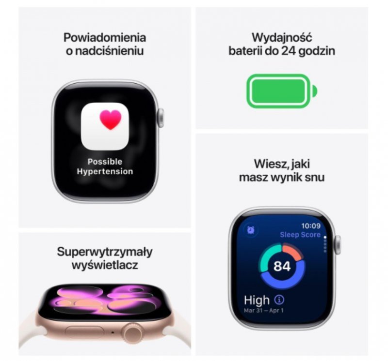 Apple Watch Series 11 GPS+Cellular koperta 42 mm z aluminium w kolorze srebrnym, pasek sportowy w kolorze mlecznego fioletu - ro