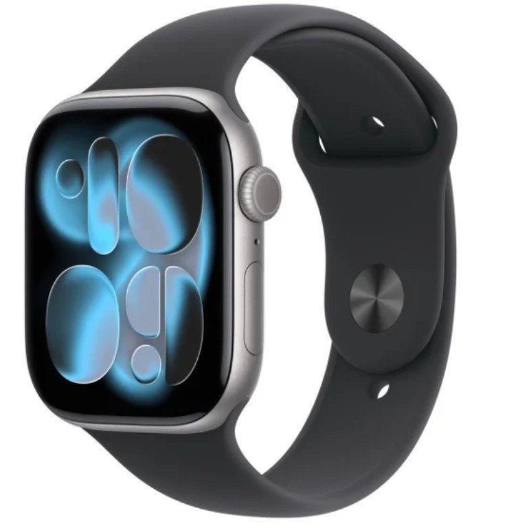 Apple Watch Series 11 GPS+Cellular koperta 46 mm z aluminium w kolorze gwiezdnej szarości, pasek sportowy w kolorze czarnym - ro