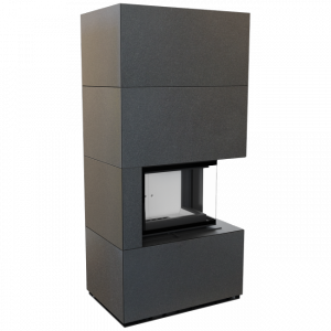Kominek powietrzny  FLOKI prawy 8 kW Ø 160 w zabudowie modułowej INDIAN BLACK
