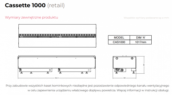 Kaseta 1000 z polanami - przyłącze wody