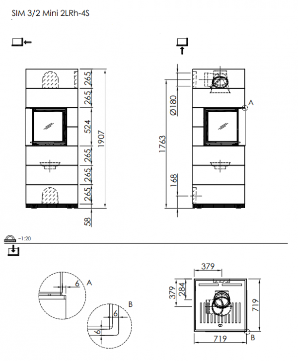 Kominek modułowy SIM MINI 2LRh