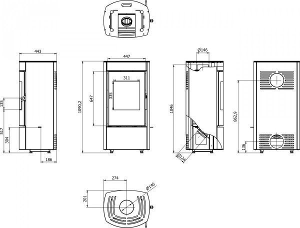 Piec wolnostojący DEFRO CERES 6,6 kW