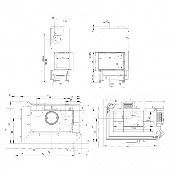 Wkład kominkowy AUSTROFLAMM 63x40x42 S /lewy