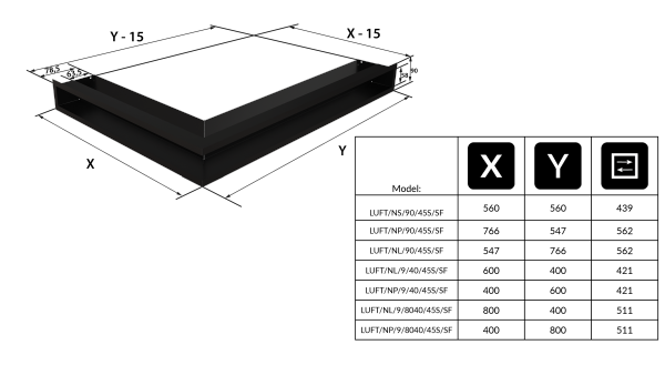 Kratka kominkowa LUFT SF narożny prawy biały 40x80x9