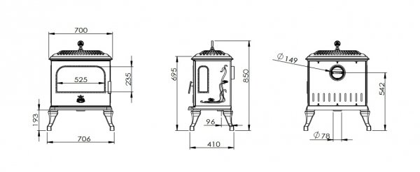 Piec wolnostojący Victoria 85L (drewno)