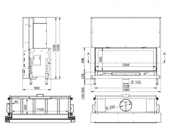 Wkład kominkowy DORAKO Linea H 1320