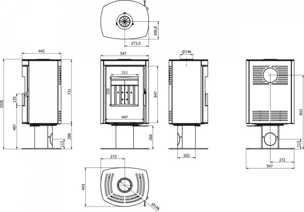 Piec wolnostojący DEFRO CERES TOP 6,6 kW