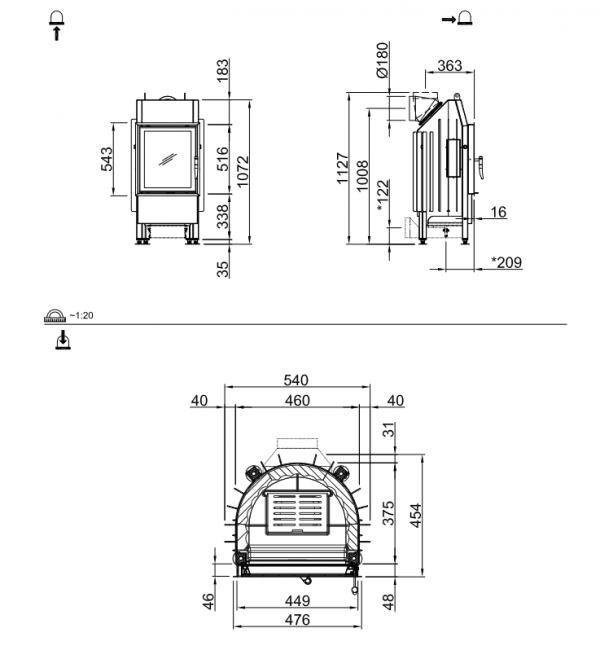 Wkład kominkowy SPARTHERM Mini R1V