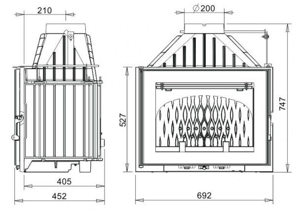 Wkład kominkowy żeliwny INVICTA 700 GRAND ANGLE ECO z szybrem