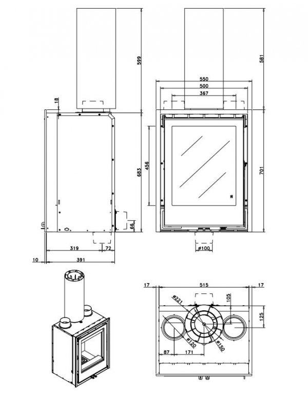 Wkład kominkowy ROCAL ARc 50V +PLUS 150