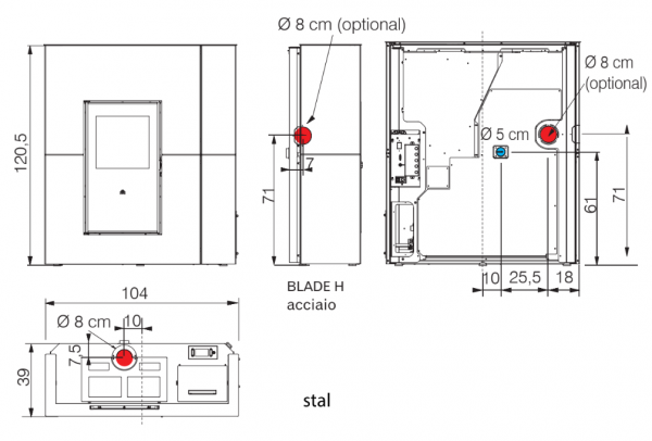 Piec na pellet Edilkamin BLADE2 H 22 UP stalowy