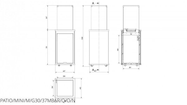 Ogrzewacz gazowy PATIO MINI spiek kwarcowy - sterowanie manualne