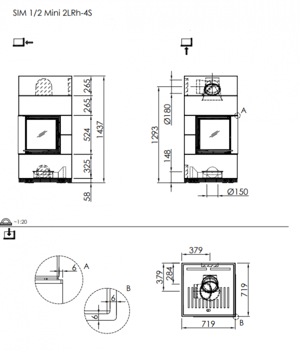 Kominek modułowy SIM MINI 2LRh