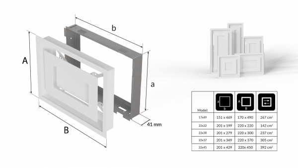 Kratka kominkowa WIND grafitowa 22x37