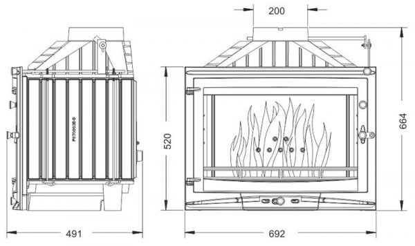 Wkład kominkowy żeliwny Uniflam 700 Selenic ECO z szybrem