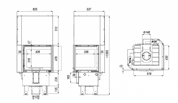 Wkład kominkowy DEFRO Intra XSM BL G MINI 8 kW