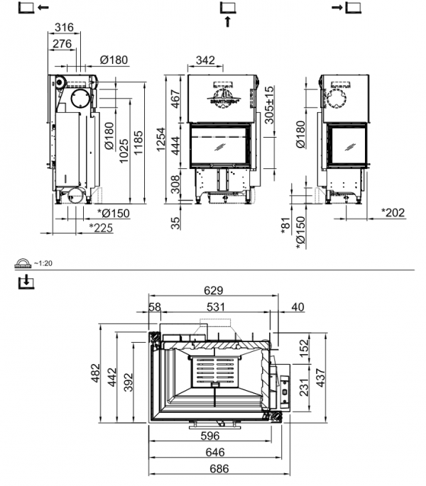Wkład kominkowy SPARTHERM VARIA 2L-62h