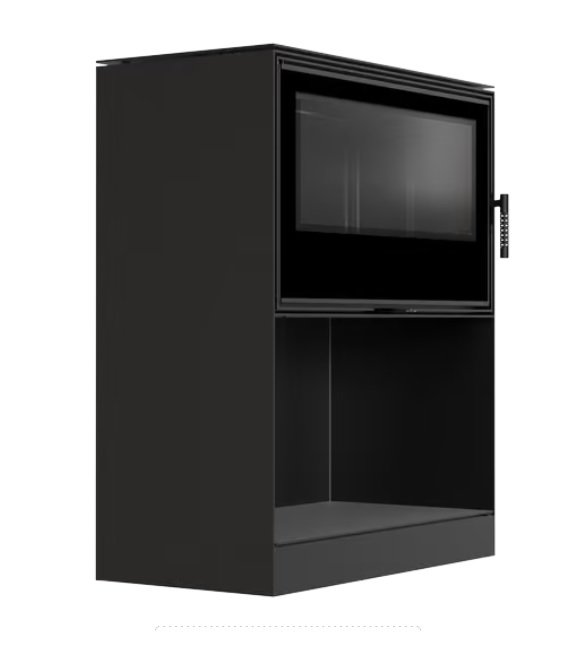 Piec stalowy KARI 95 fi 180 14 kW kominek w zabudowie wnęka na drewno