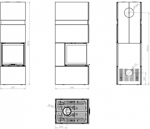 Kominek modułowy TRI BOX 54x54x53.G