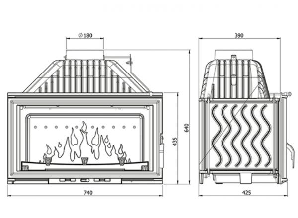 KAWMET Wkład kominkowy żeliwny W15 (13,5 kW) ECO