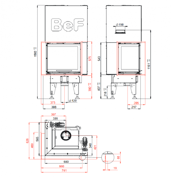 Wkład kominkowy BeF Therm V 6 CL