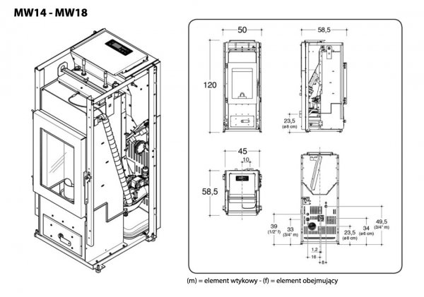 Piec na pellet Cuma MW 14/18/24 kW z płaszczem wodnym