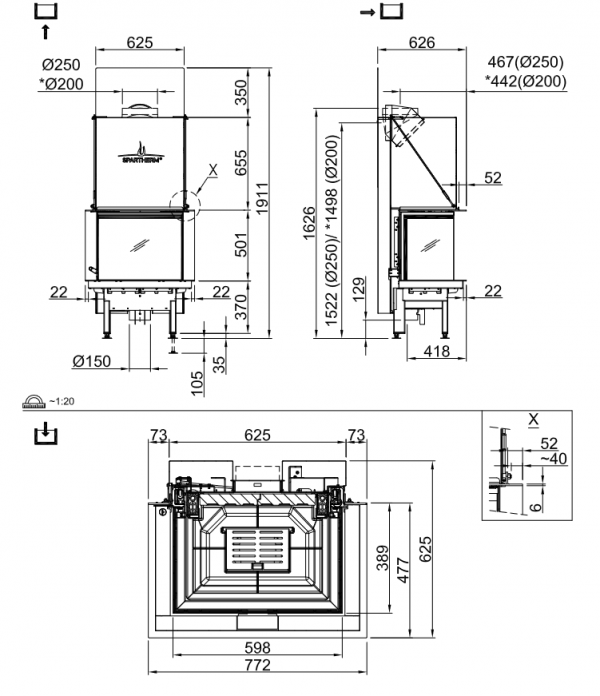 Wkład kominkowy SPARTHERM Premium A-3RL-60h