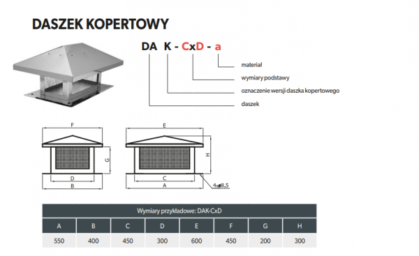 DASZEK kopertowy - blacha chromoniklowa