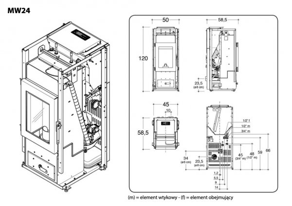 Piec na pellet Alpina MW 14/18/24 kW z płaszczem wodnym