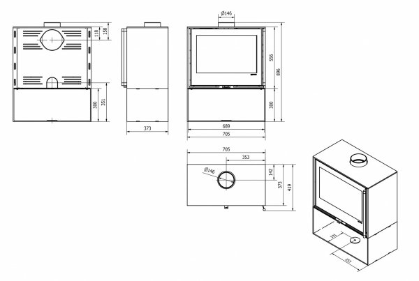 Piec wolnostojący DEFRO CUBEN S 5,5 kW