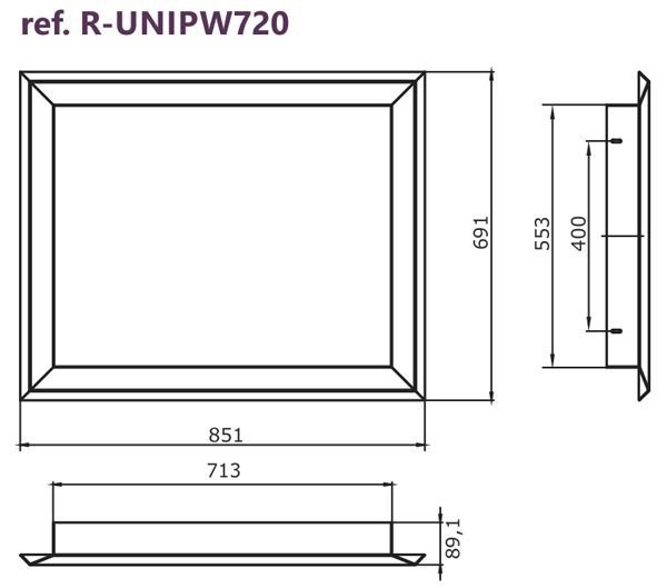 Rama dekoracyjna czarny mat do wkładu UNIFLAM W720 PRESTIGE