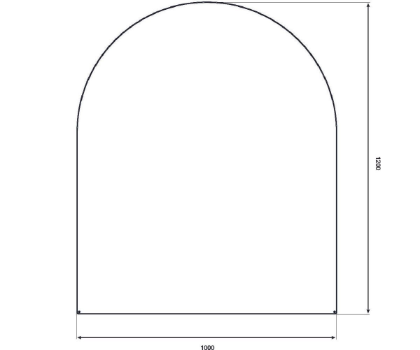 Blacha pod piec 100x120cm półokrągła czarny mat