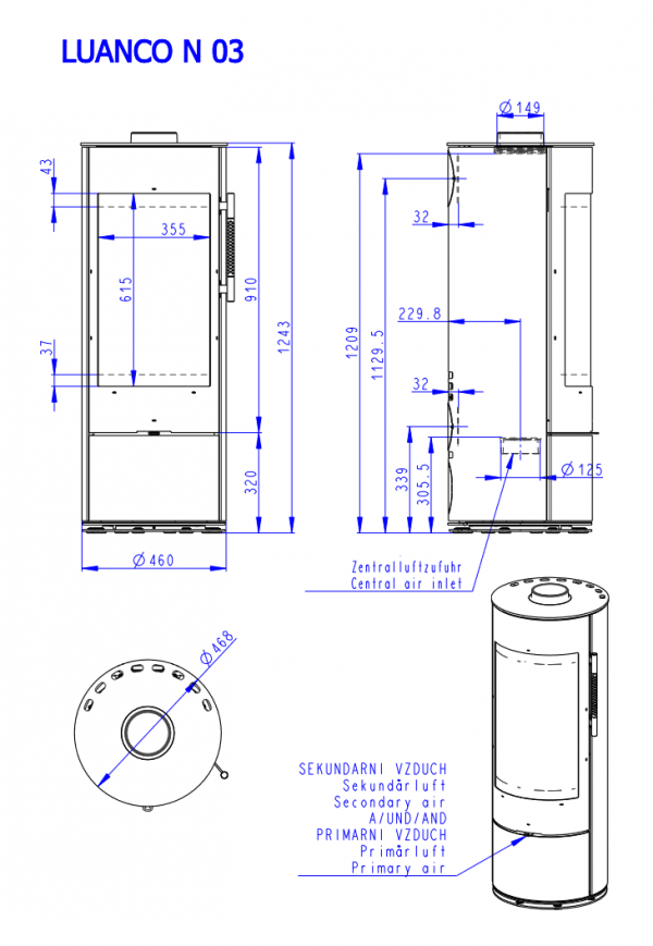 Piec wolnostojący ROMOTOP LUANCO N 03 - metal