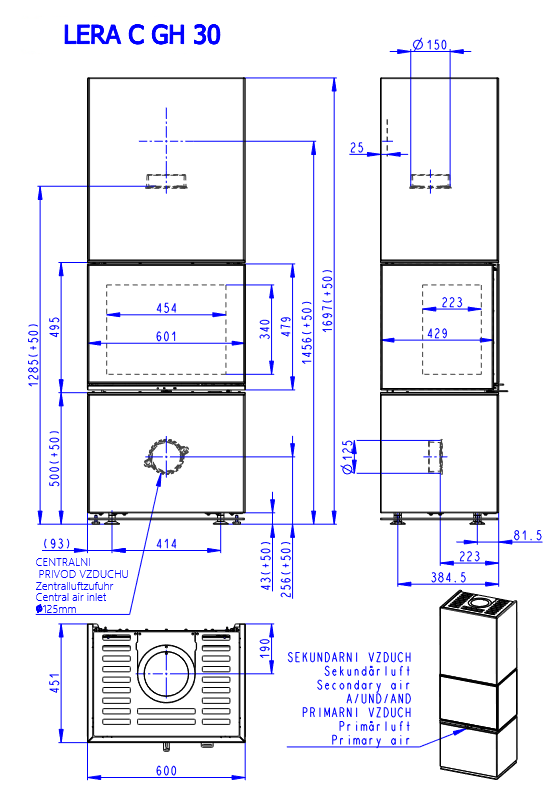 ROMOTOP Kominek akumulacyjny LERA C GH - metal