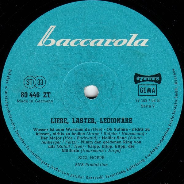 Sigi Hoppe - Liebe, Laster, Legionäre - Gepfefferte Sachen Mit Sigi Hoppe (LP)