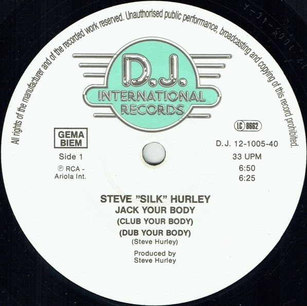 Steve 'Silk' Hurley - Jack Your Body (12'')