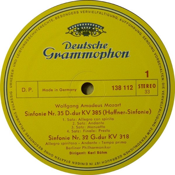 Mozart · Karl Böhm · Berliner Philharmoniker - Symphonien Nr. 35 »Haffner« · Nr. 32 G-Dur (In G Major) · Nr. 38 »Prager« (LP)
